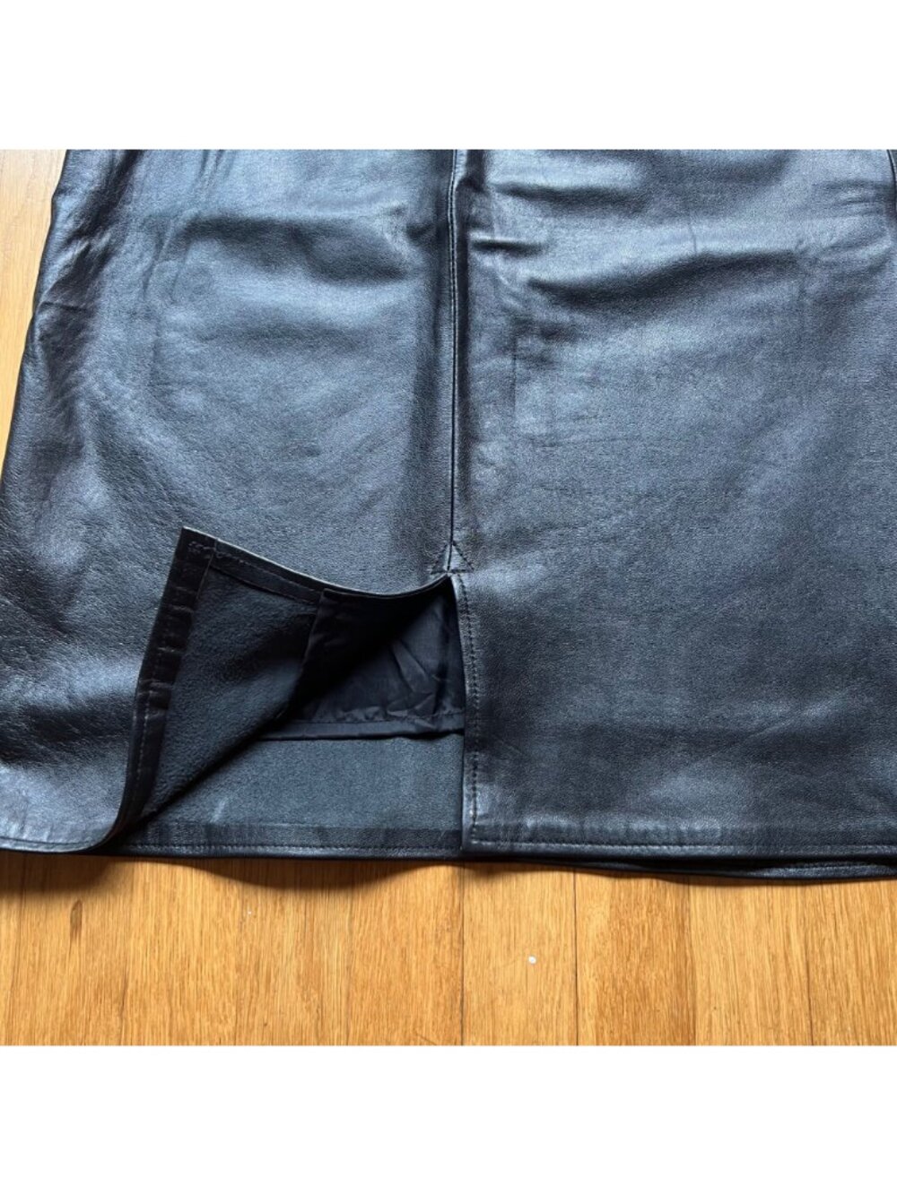 Vintage Goth 90s Erez Sport Size 12 Leather Knee Length Straight Pencil Skirt - Picture 16 of 16
